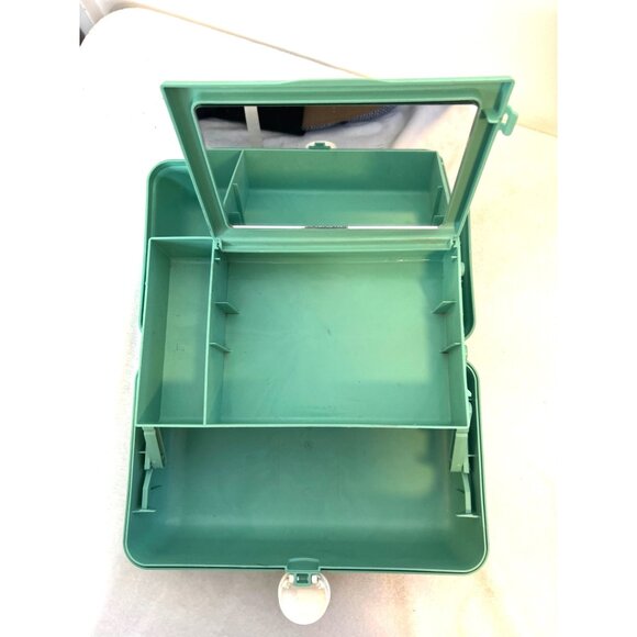 Retro Caboodles Makeup Organizer Carrying Case Sea Green Mirror Tween Teen - Picture 3 of 7
